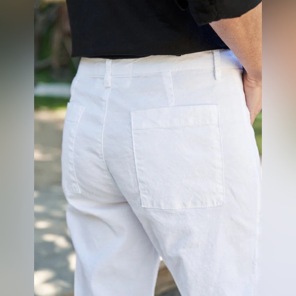 Frank & Eileen Kinsale Cotton Linen Pant White Size 2 Classic Minimalist Trouser - Picture 3 of 10